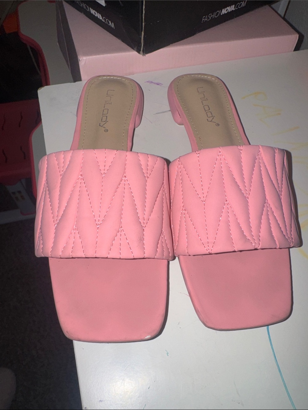 Pink Quilted Slide Sandals - Women's Casual Comfort
